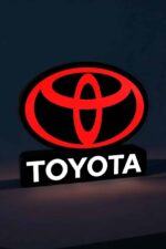TOYOTA logo néon lumineux LED, signalétique rétroéclairée, création lumineuse 3D pour décoration intérieure ou extérieure, éclairage personnalisé, design lumineux moderne et élégant.
