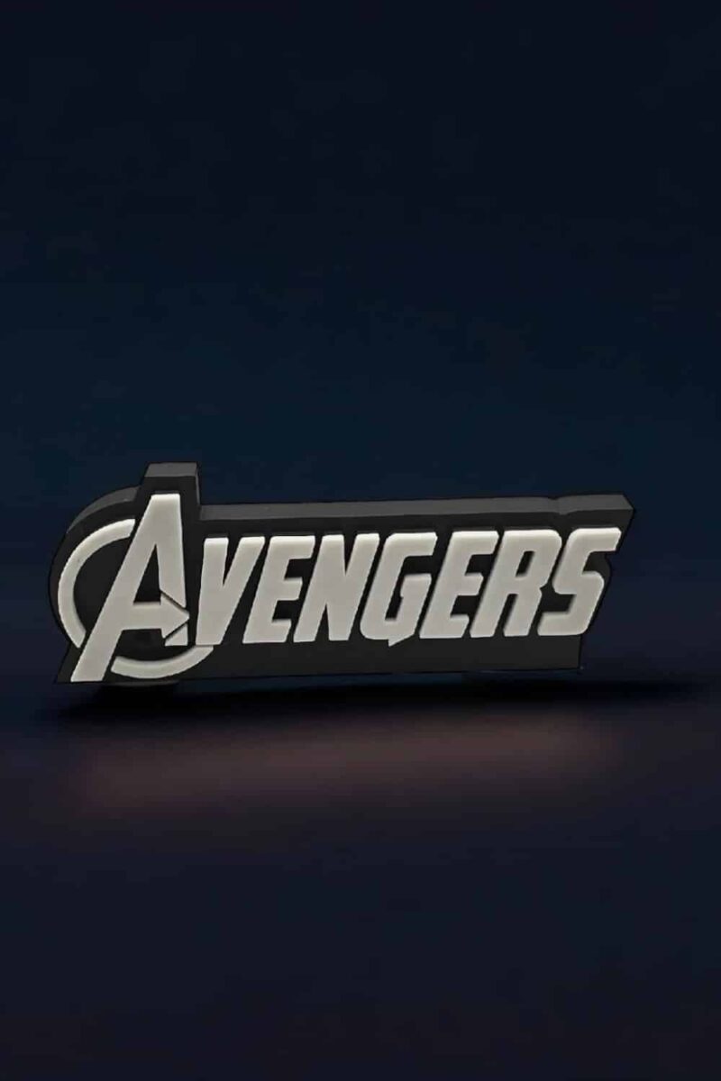 Avengers logo lumineux 3D, lampe LED personnalisée en impression 3D, décoration modern, idée cadeau geek, lampes LED originales, décoration de chambre, accessoires gaming, décoration intérieure.