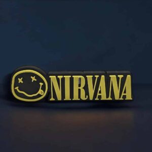 NIRVANA LED lampes 3D, création lumineuse personnalisée avec logo iconique, design contemporain et ambiance chaleureuse, idéale pour décoration intérieure ou cadeaux originaux.