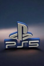 PlayStation logo en 3D avec éclairage LED bleu et blanc, création lumineuse unique, design détaillé, parfait pour la décoration gaming, fabrication artisanale en impression 3D.