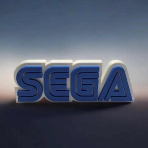 SEGA logo en 3D avec éclairage LED, création lumineuse personnalisée en impression 3D, design moderne pour décoration intérieure et fan de jeux vidéo.