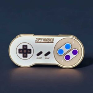 Controlleur de jeu rétro super nintendo miniature LED, création lumineuse 3D, lampe LED décorative en forme de manette, design unique, idéal pour la décoration d'intérieur et passionnés de jeux vidéo, éclairage personnalisé.