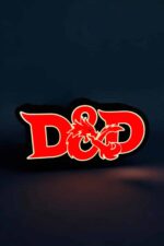 D&D logo lumineux LED avec dragon rouge, créatif et décoratif pour fans de jeux de rôle, idéal comme éclairage d'ambiance ou décoration personnalisée, affichage nocturne.