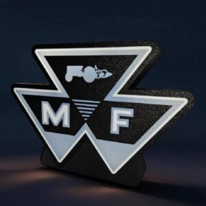 Lampe LED 3D avec logo M.F. lumineux, design personnalisé en impression 3D pour décoration intérieure ou extérieure. Émet une lumière blanche brillante, idéal pour créer une ambiance moderne et originale.
