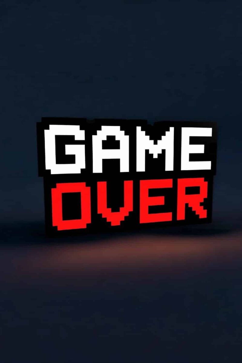 Pixel art panneau lumineux LED "Game Over" 3D, lampe d'ambiance rétro scolaire, décoration lumineuse pour gamers et fans de jeux vidéo, éclairage programmable en couleurs.