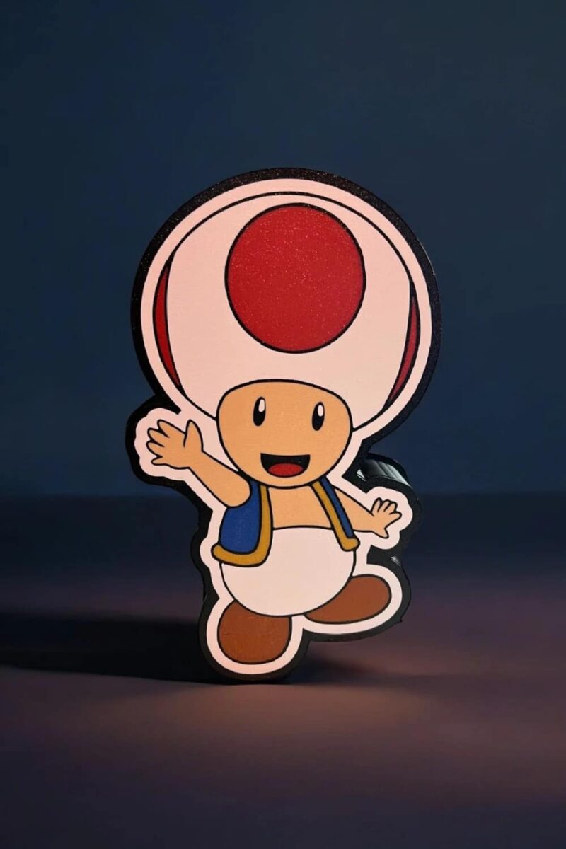 LED lampe Toad Mario 3D, création lumineuse 3D pour décoration, éclairage LED instantané, collection d'objets lumineux, décoration de chambre, cadeau original, design geek, pièce unique, art lumineux, objet de collection.