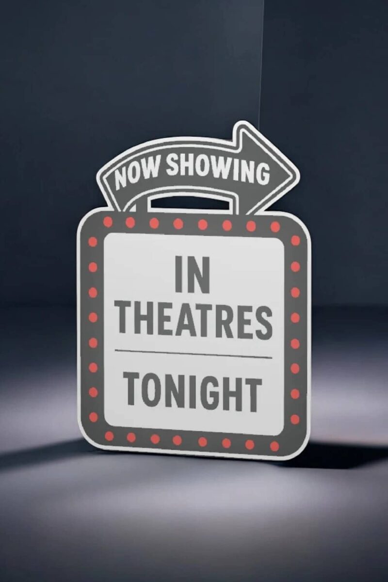NowShowing LED lampe 3D lumineuse, motif panneau cinéma vintage avec texte "In Theatres Tonight", décoration originale pour salle de projection ou cinéma maison.