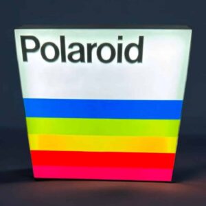 Polaroid lampe LED lumineuse 3D avec logo, éclairage coloré multicolore, création originale pour décoration intérieure moderne.