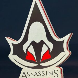 3. Logo Assassin's Creed en impression 3D avec design lumineux, parfait pour décorer une chambre ou un bureau avec une touche de gaming et d'élégance.