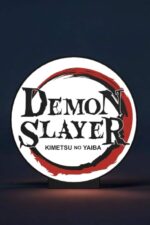 Démon Slayer logo LED lampe design lumineuse 3D pour décoration intérieure et fans d'anime, inspirée de la série Kimetsu no Yaiba, idéale pour une ambiance chaleureuse.