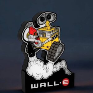 Robot lumineux 3D avec base WALL- E, décoration LED colorée, création artistique lumineuse, figurine WALL-E 3D, design original pour décoration intérieure.