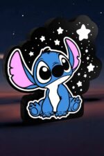 Lampe 3D Lilo et Stitch lumineuse avec motifs d'étoiles, création originale en LED pour décoration intérieure et chambre d'enfant, design coloré et lumineux.