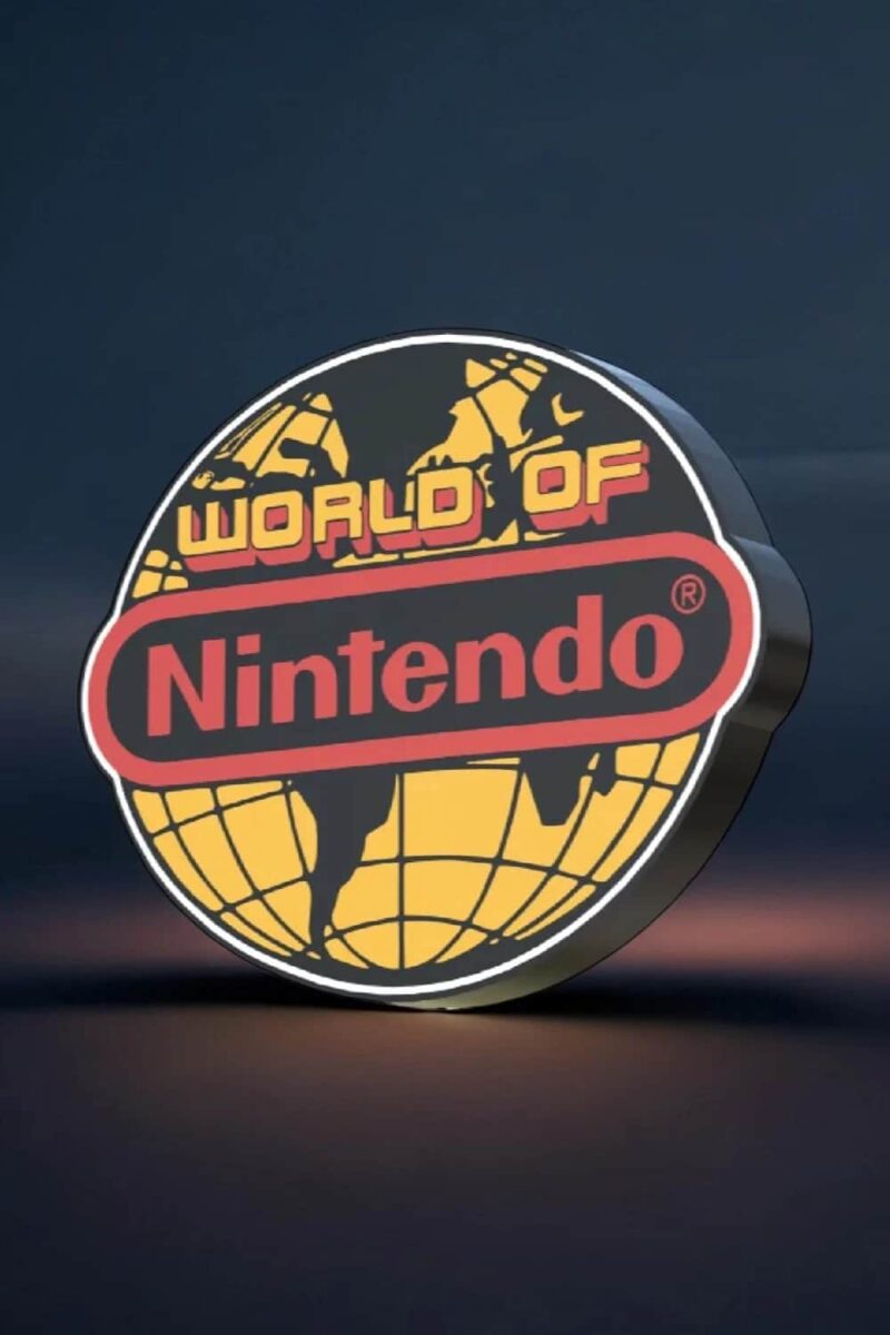 LED lampe 3D personnalisée avec logo Nintendo, création lumineuse innovante, design lumineux et coloré, idéale pour décoration gamer, facile à fixer sur un mur ou une étagère, pour fans de jeux vidéo.