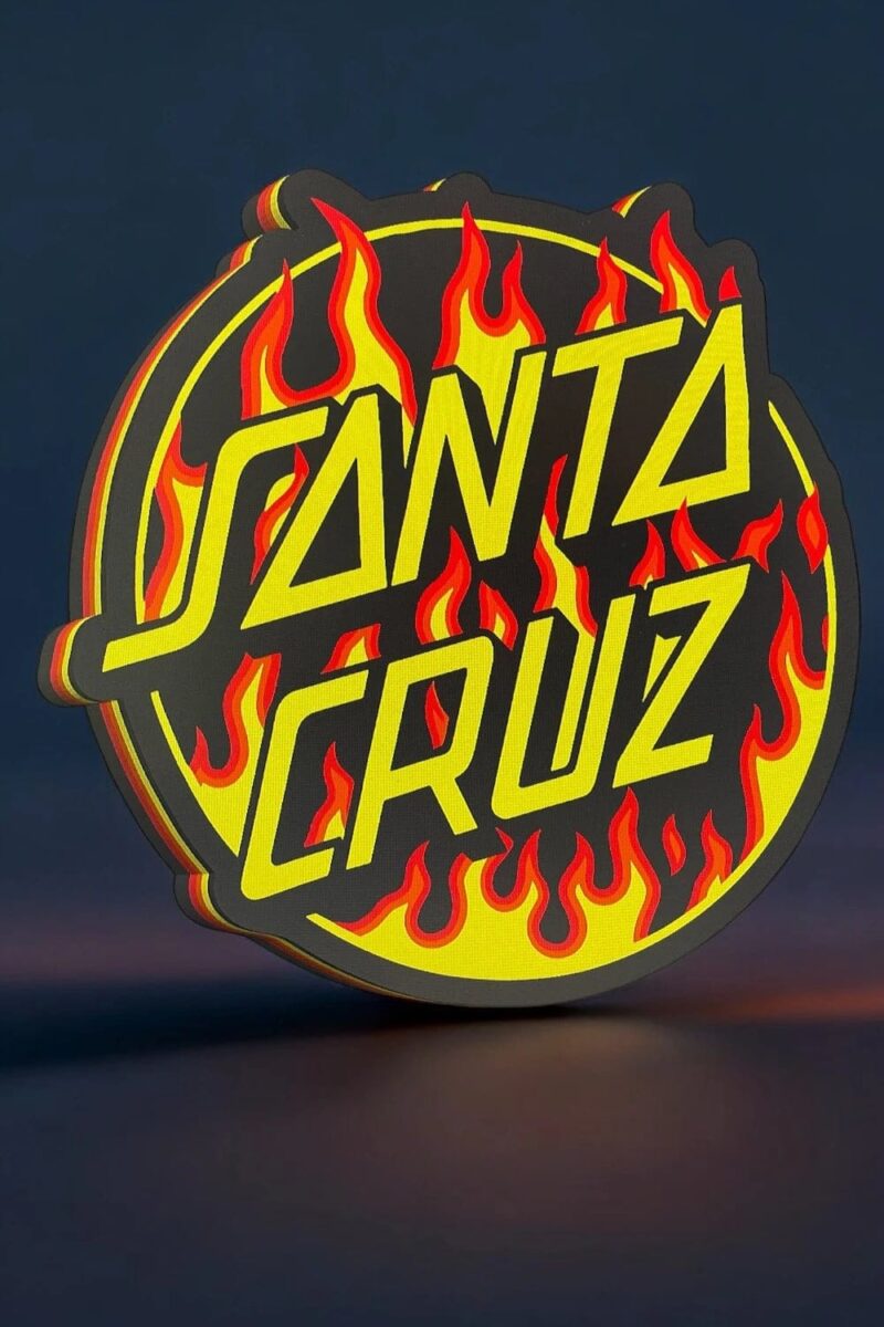 Luminaire 3D LED SANTA CRUZ avec design flaming, création lumineuse 3D pour décoration intérieure ou extérieure, fabriquée par Infinity 3D Print, idéale pour un éclairage original.