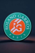 Lampe LED logo Roland Garros en 3D, création lumineuse pour supporters de tennis, design personnalisé, illumination colorée, décoration moderne et originalité pour fans de sport.