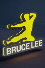 LED lumineuse 3D Bruceleé, création personnalisée de lampes LED avec design géométrique et message lumineux, idéale pour la décoration intérieure ou comme cadeau original.