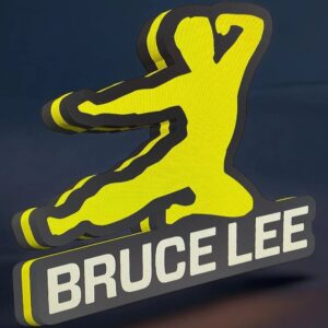 LED lumineuse 3D Bruceleé, création personnalisée de lampes LED avec design géométrique et message lumineux, idéale pour la décoration intérieure ou comme cadeau original.