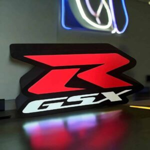 Logo LED lumineux personnalisée avec éclairage coloré pour décoration intérieure moderne.