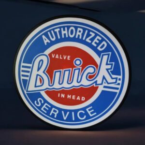 Badge lumineux de service Buick autorisé, avec logo rétro en bleu, rouge et blanc. Illumination LED de haute qualité pour décoration ou signalisation sur véhicule.