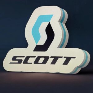 LED logo design 3D imprimé, création lumineuse moderne avec dégradé de couleurs bleues et noires pour décoration d'entreprise ou article promotionnel.