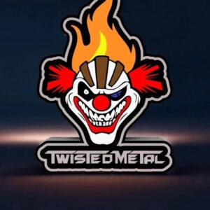 Vasque en acrylique LED avec logo de clown à tête de feu, création lumineuse 3D, design unique, décoration originale pour fans de metal ou d'univers extrêmes.