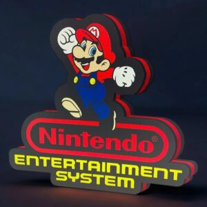 Vignette lumineuse 3D Mario de Nintendo, LED rétroéclairée, idéale pour décoration gaming, peint à la main, crée un éclairage coloré et original, parfait pour les fans de jeux vidéo et collectionneurs.