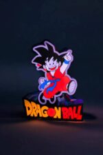 Lampe LED 3D Goku Dragon Ball, création lumineuse personnalisée, décoration originale pour fans d'anime, idée cadeau, éclairage moderne, fabrication artisanale, objet lumineux coloré, décoration de chambre design, éclairage nocturne innovant.
