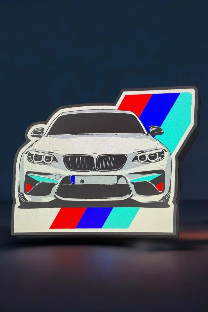 1751526285.jpeg BMW M series logo LED lampe 3D, création lumineuse avec design sportif et couleurs vives, idéale pour décoration intérieure ou collection, artisanat unique en impression 3D.