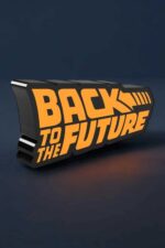 LED lumineuse design acrylée avec inscription "Back to the Future" en orange, parfaite pour décoration et ambiance rétro-futuriste.