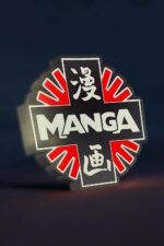 Plaque lumineuse LED 3D avec design manga, logo Infinity 3D Print, création personnalisée, éclairage moderne pour décoration intérieure, idéale pour fans de manga et culture japonaise.