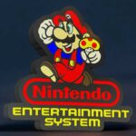 Super Mario Nintendo LED lampe 3D, création lumineuse colorée pour décoration gaming et fans de jeux vidéo, fabriquée par Infinity 3D Print.