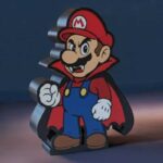 Super Mario en relief 3D lumineux avec éclairage LED, création geek originale pour décoration intérieure ou cadeau insolite.