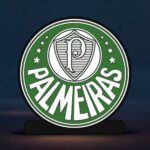 Logo lumineux Palmeiras 3D LED, création personnalisée, décoration d'ambiance, design original, éclairage décoratif pour intérieur et extérieur, fabrication artisanale, idéal pour fan de football.