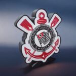 3. Pictogramme lumineux 3D représentant le logo du club de football Corinthians Paulista, conçu avec impression 3D et éclairage LED pour un rendu visuel attractif.