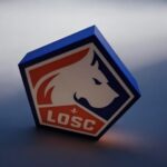 Puzzle de logo de l'équipe LOSC créé en impression 3D avec une lumière LED, présentant un design détaillé et une finition soignée, idéal comme décoration lumineuse.