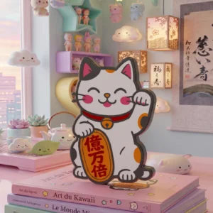Lampe LED Lucky Cat Kawaii – Veilleuse Japonaise Porte-Bonheur RGB