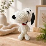 Figurine Snoopy tricoté 20 cm – Déco imprimée en 3D